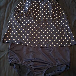 Lands' End Navy Two-Piece Tankini Swimsuit